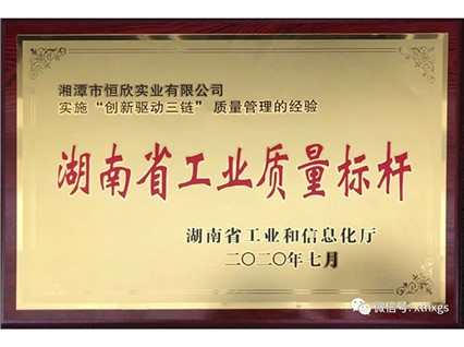 熱烈慶祝【湘潭恒欣】被認定為2020年“湖南省工業質量標桿”