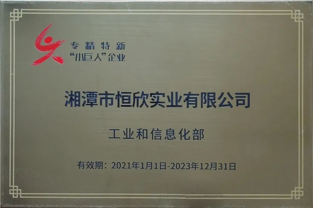 我司獲工信部授牌國家專精特新“小巨人”企業